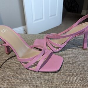 Pink Strappy Open Toe Heel, So Cute! Wor. Once